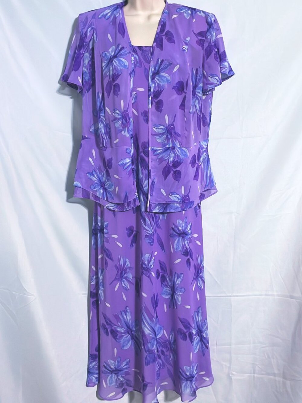 Studio I Purple Floral Dress & Cover Set Size 10